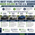 Best fuel-efficient sedans under 25000 in the U.S. including Toyota Corolla, Hyundai Elantra, Nissan Versa, Nissan Sentra, Volkswagen Jetta, and Kia K4